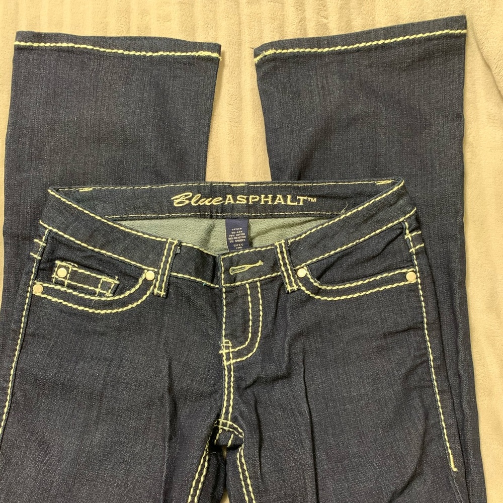 Blue asphalt bootcut jean